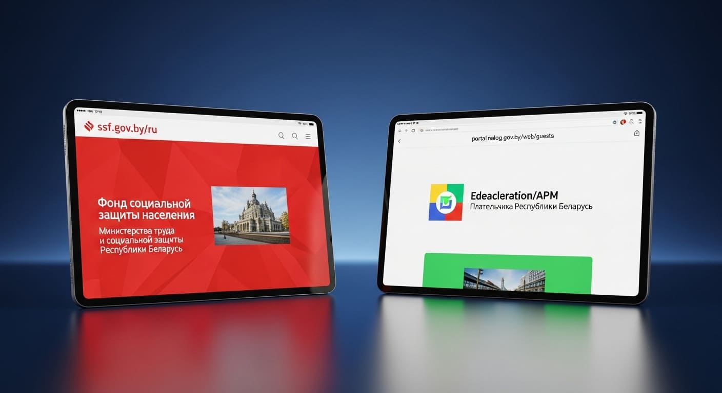 Изображение портала ФСЗН и настройка Edeclaration Брест